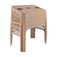 3 mal Rahle - Korantisch, stapelbar (Kunststoff Beige / Braun)
