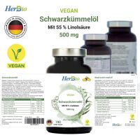HerbBio - Schwarzkümmelöl 500mg Vegan 190 Kapseln